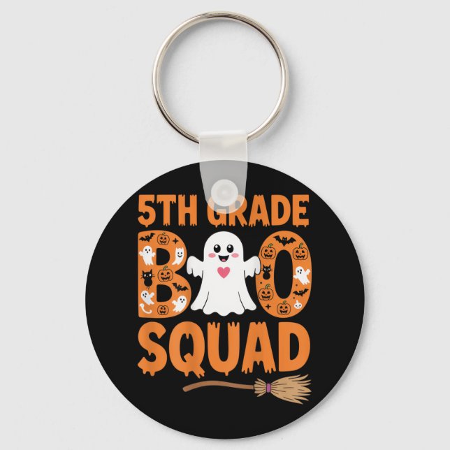 5th Grade Boo Squad Halloween Ghost School Fun Cos Key Ring (Front)