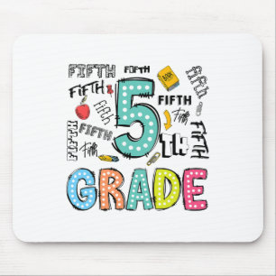 5th Grade Cute Typography Dots Back To School Teac Mouse Mat