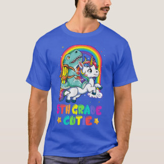 5th Grade Cutie Dinosaur Riding Unicorn Back to Sc T-Shirt