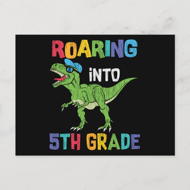 5th Grade Dinosaur First Day School Student Gift Postcard (Front)