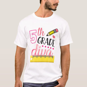 5Th Grade Diva Cute First Day Of School Kids Girls T-Shirt