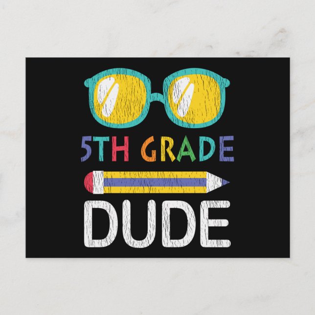 5th Grade Dude Back to School Student Kids Gift Postcard (Front)