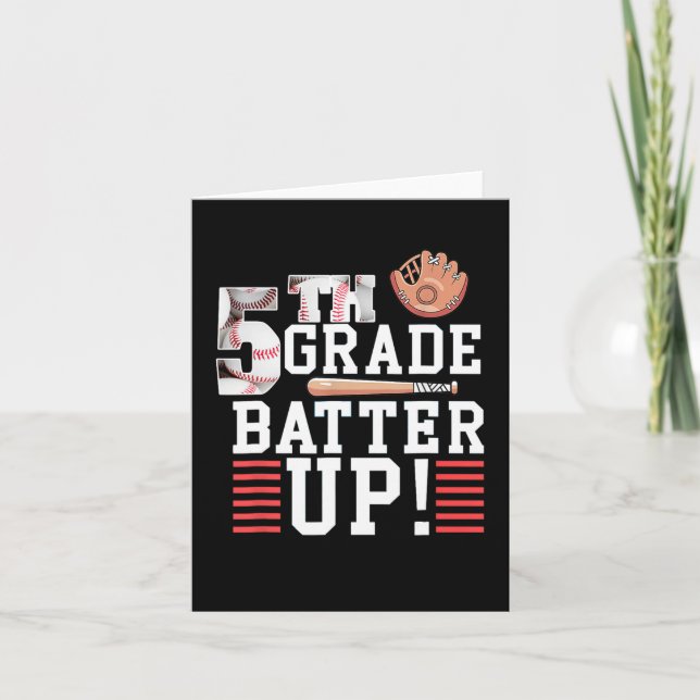 5th Grade First Day Of School 5th Grade Batter Up  Card (Front)