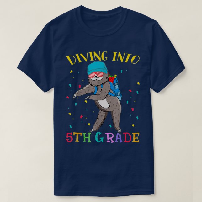 5th Grade Flossing Sloth Diving Into Funny Ts Gift T-Shirt (Design Front)