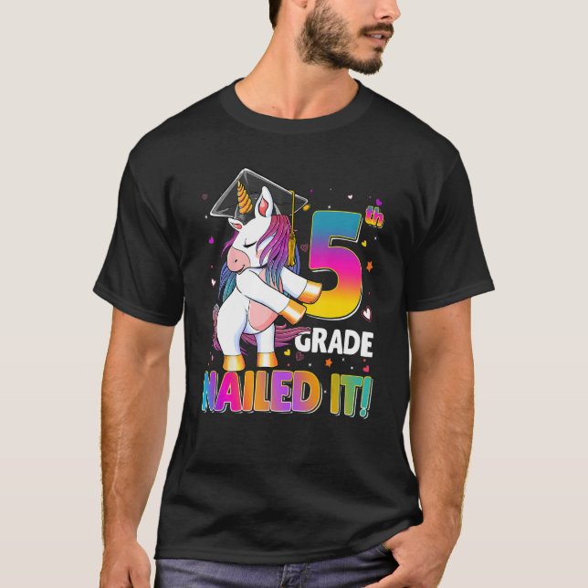 5th Grade Funny Unicorn Graduate Happy Last Day Of T-Shirt (Front)