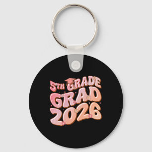 5th Grade Grad Cl 2026 Graduation Groovy Pink Prem Key Ring