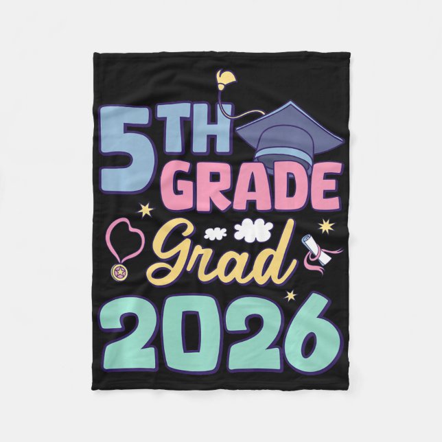 5th Grade Graduation 2026 Proud Grad Elementary Sc Fleece Blanket (Front)