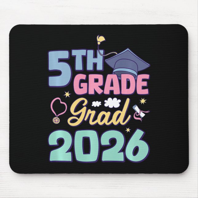 5th Grade Graduation 2026 Proud Grad Elementary Sc Mouse Mat (Front)