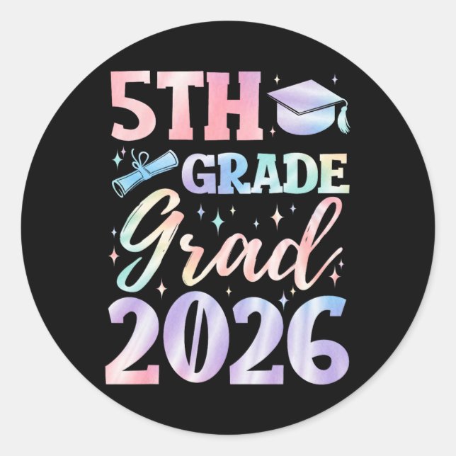 5th Grade Graduation Cl 2026 Elementary School Gra Classic Round Sticker (Front)