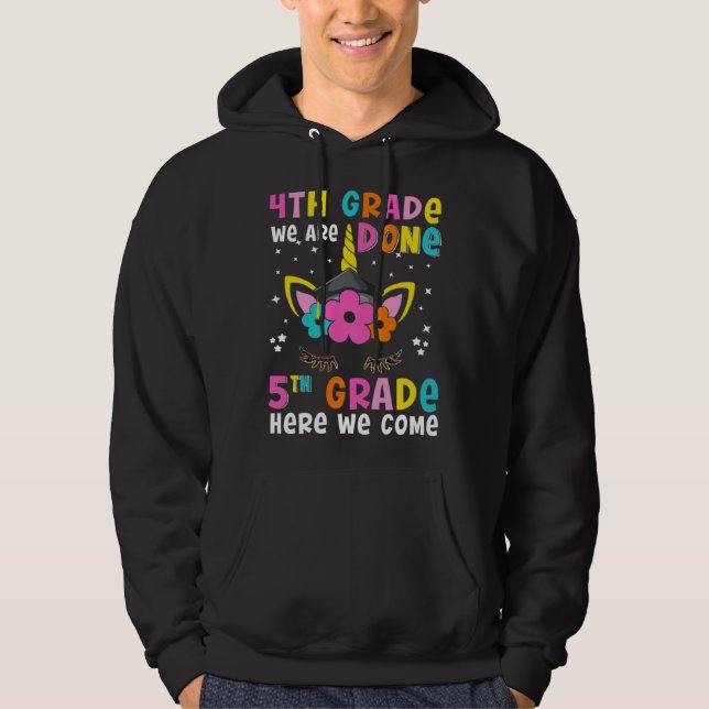 5th Grade Here We Come Cute Unicorn Happy Last Day Hoodie (Front)