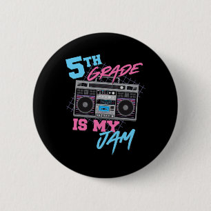 5th Grade Is My Jam - Vintage 80s Boombox Teacher 6 Cm Round Badge