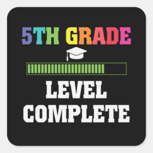 5th Grade Level Complete Back School Video Gamer Square Sticker