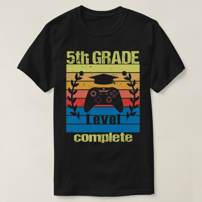 5th Grade level complete Funny Graduation Video Ga T-Shirt (Design Front)