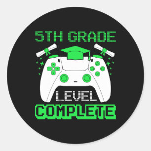 5th Grade Level Complete Gamer 5th Grade Graduatio Classic Round Sticker