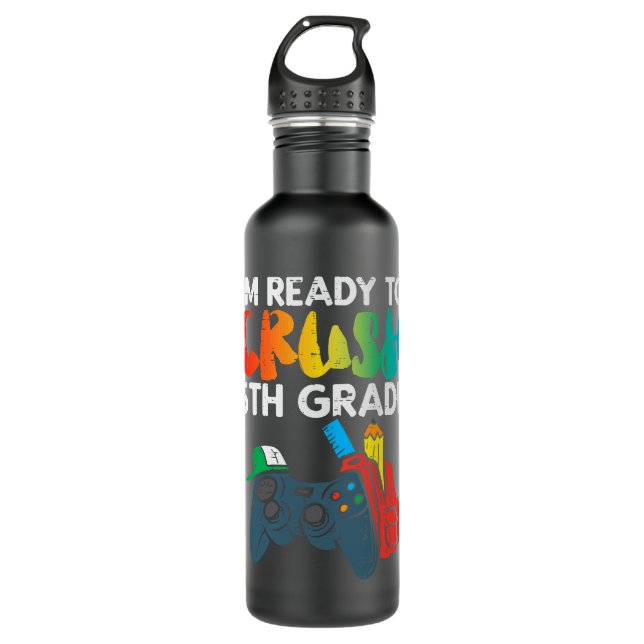 5th Grade Level Complete Gamer Class Of 2021 Gradu 710 Ml Water Bottle (Front)