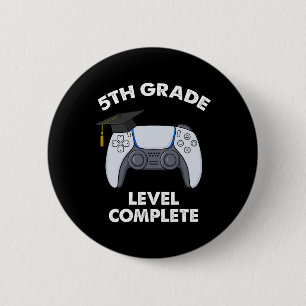 5th Grade Level Complete Graduation Gamer Boys Sch 6 Cm Round Badge
