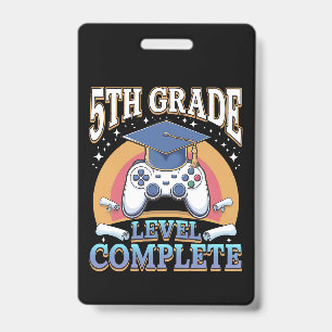 5th Grade Level Complete Graduation Gaming Gamer ID Badge