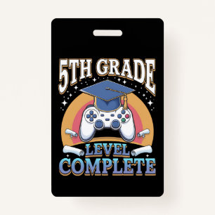 5th Grade Level Complete Graduation Gaming Gamer ID Badge
