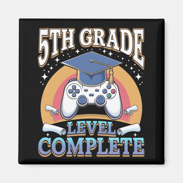 5th Grade Level Complete Graduation Gaming Gamer Magnet (Front)