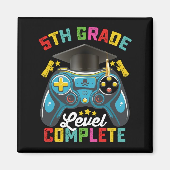 5th Grade Level Complete Graduation Gaming Gamer Magnet (Front)