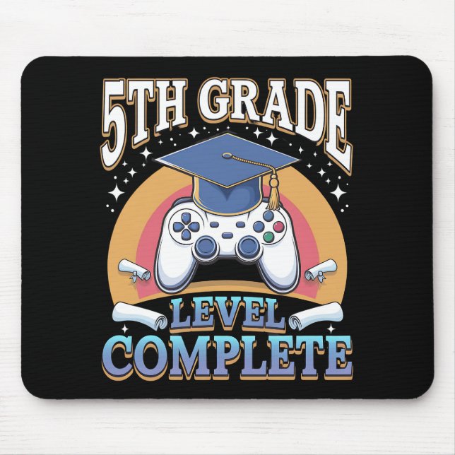 5th Grade Level Complete Graduation Gaming Gamer Mouse Mat (Front)