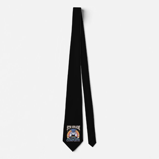 5th Grade Level Complete Graduation Gaming Gamer Tie (Front)