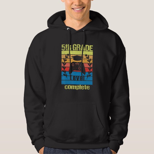 5th Grade Level Complete  Graduation Video Gamer Hoodie (Front)