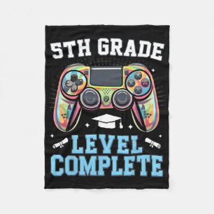 5th Grade Level Complete Last Day Of School Gamer Fleece Blanket