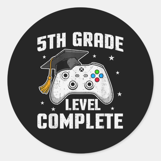 5th Grade Level Complete Video Game Fifth Grade Gr Classic Round Sticker (Front)