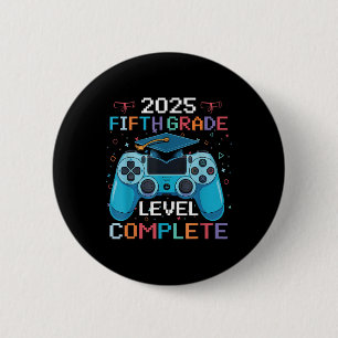 5th Grade Level Complete Video Gamer Boy Graduatio 6 Cm Round Badge