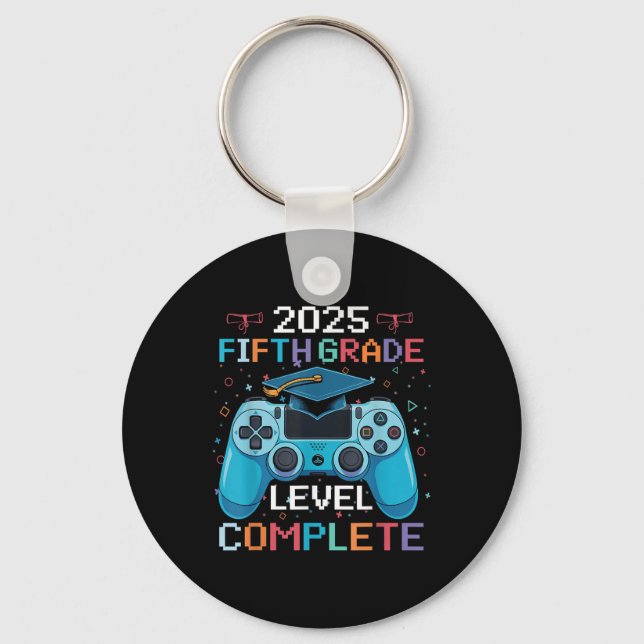 5th Grade Level Complete Video Gamer Boy Graduatio Key Ring (Front)