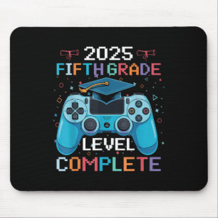 5th Grade Level Complete Video Gamer Boy Graduatio Mouse Mat