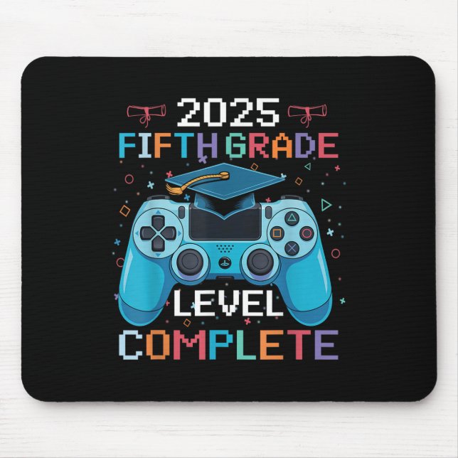 5th Grade Level Complete Video Gamer Boy Graduatio Mouse Mat (Front)