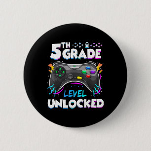 5th Grade Level Unlocked Back To School First Day 6 Cm Round Badge