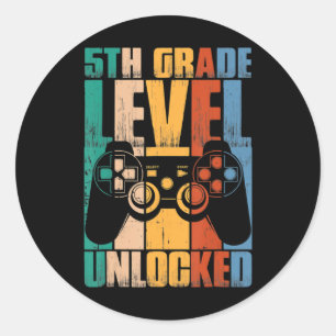 5th Grade Level Unlocked Back To School Game Contr Classic Round Sticker