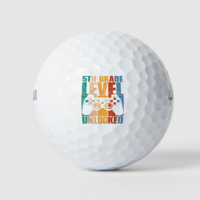 5th Grade Level Unlocked Back To School Game Contr Golf Balls (Front)