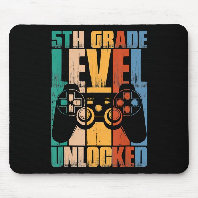 5th Grade Level Unlocked Back To School Game Contr Mouse Mat (Front)