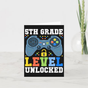 5th Grade Level Unlocked Gamer First Day Of School Card
