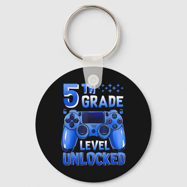 5th Grade Level Unlocked Gamer First Day Of School Key Ring (Front)