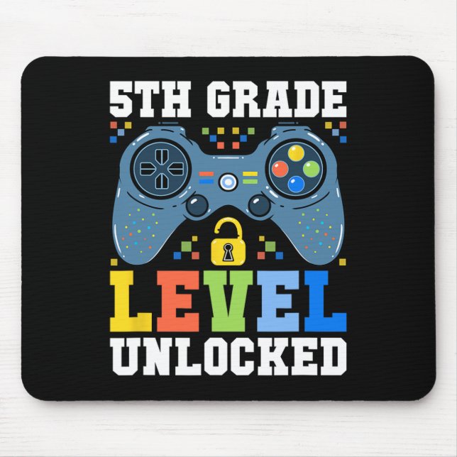 5th Grade Level Unlocked Gamer First Day Of School Mouse Mat (Front)
