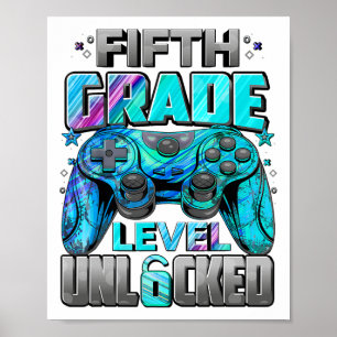 5th Grade Level Unlocked Gaming Gamer Boys Back To Poster