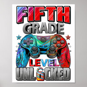 5th Grade Level Unlocked Gaming Gamer Boys Back To Poster
