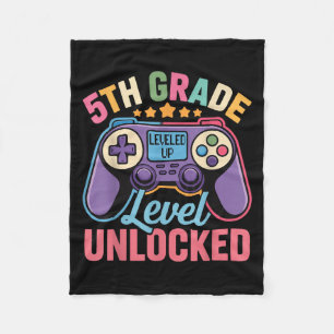 5th Grade Level Unlocked Shirt – Gamer Back To Sch Fleece Blanket