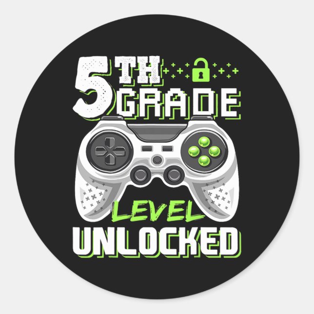 5th Grade Level Unlocked Video Game Back To School Classic Round Sticker (Front)