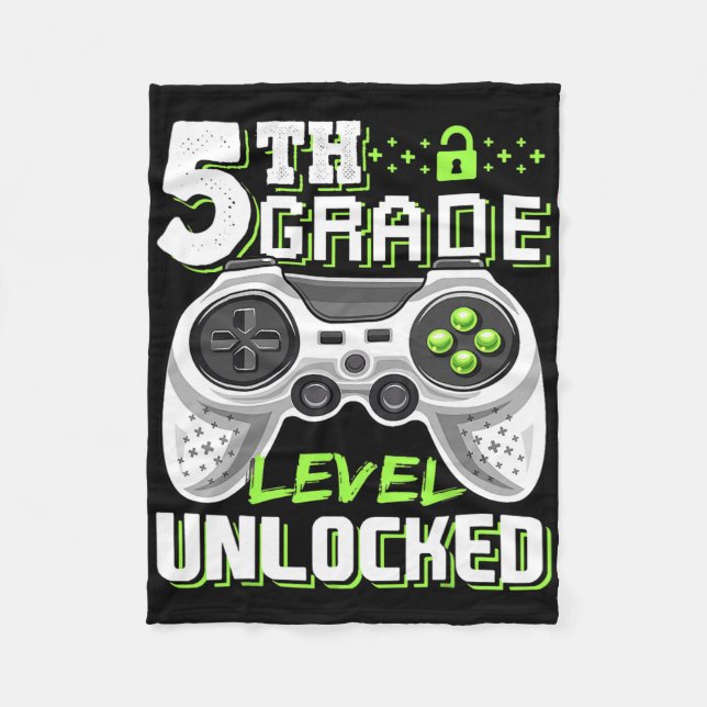 5th Grade Level Unlocked Video Game Back To School Fleece Blanket (Front)