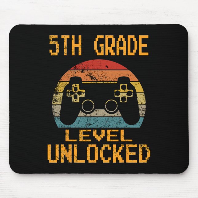 5th Grade Level Unlocked Video Gamer Back To Schoo Mouse Mat (Front)