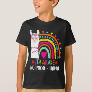 5th Grade No Prob Llama Teacher Rainbow Back To Sc T-Shirt