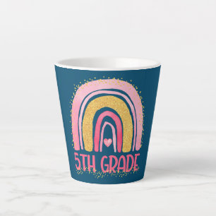 5th Grade Rainbow Watercolor Teacher Kids Back To Latte Mug