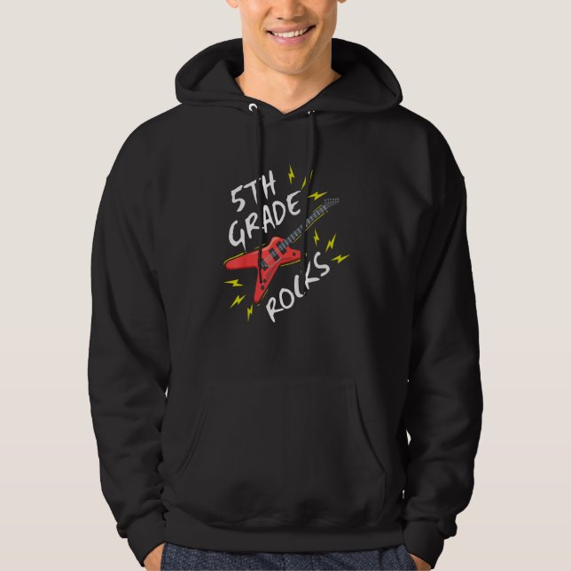 5th Grade Rock Guitar Music Back To School Hoodie (Front)