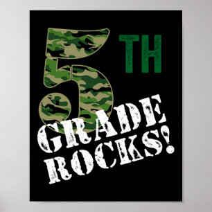 5th Grade Rocks Camo Fifth Grader Back To School C Poster